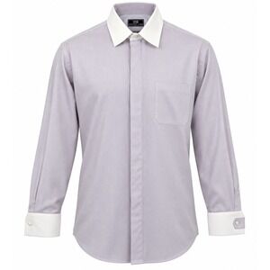 Steven Land Mens Lavender White Contrast Collar French Cuff Dress Shirt 17 34/35